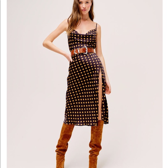 brown reception dress Early 2000s Brown Polka Dot Mesh Slip Dress main image 0